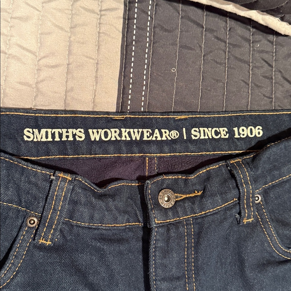 Smith’s work gear flannel lined blue denim jeans 36x30
